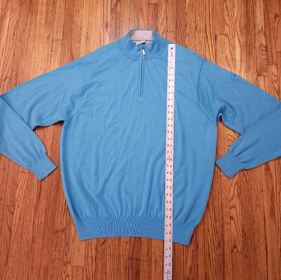 Peter Millar Mens Cashmere Blend 1/4 Zip Pullover Size XL Blue Roaring Gap Club - Picture 3 of 6
